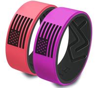 XAHH 3PCS/2PCS USA American Flag Silicone Ring Set for Men Women,Patriotic Ring,Rubber Wedding Bands,Black Green Grey Purple Pink, Silicone, No Gemstone
