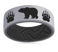 XAHH Silicone Ring for Men Women,Outdoor Hunting Bear Ring, Rubber Wedding Bands Animal Jewelry, Silicone, No Gemstone