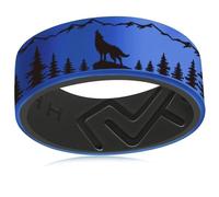XAHH Silicone Ring for Men Women,Wolf Forest Peak Outdoor Hunting Ring Rubber Wedding Bands,Black Grey Blue Purple Green Red, Silicone, No Gemstone