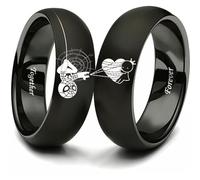 XAHH Spiderman Superhero Couples Ring for Him and Her Forever Together Heart Lovers Ring Anniversary Promise Wedding Band Stainless Steel Black, Metal, No Gemstone