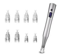 Xahpower Microneedling Pen, Dermapen with 8 Replacement Cartridges, Type-C Rechargeable, 3-Speeds Wireless Beauty Pen for Skin Care
