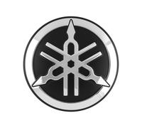 Xailry 2PCS 5cm 3D Round Sticker Decals with Yamaha-Style Logo, Universal Motorcycle Rim & Body Decorative Badges(Silver Big)