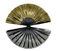 XAIODRAGONSKY Boots on The Ground Hand Fan, 2025 New Large Holographic Folding Hand Fan Line Dance Popping Fan, Foldable Craft Holding Laser Colors Hand Fan