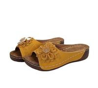 XAIODRAGONSKY Womens Orthotic Slides Sandals Slip On Dressy Summer Shoe Ladies Lightweight Thick Cushion Slippers Sandals With Comfortable Plantar, Yellow, 11 US