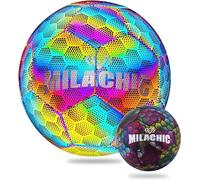 Xakay Reflective Football Glowing Reflective Soccer Luminous Soccer Ball Glow in the Dark Official Size 5, Holographic Football Camera Flash Reflective for Night Training Outdoor Night Game