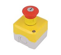 Schneider Electric Harmony XALD, XALK, Control station, plastic, yellow, 1 red mushroom head push button Ø40, emergency stop key release 1 NO, 1 NC, unmarked