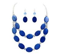 Xalroco 2 Layered Chunky Beaded Shell Necklace for Women Sea Shell blue/yellow/red/green/turquoise/teal/white Statement Necklace and Earring Set Elegant Women Necklace Set Jewelry Sets for Women, 18