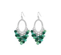 Xalroco Gold/Silver Oval Shape Dangle Earrings Colorful Beads Vintage Handmade Geometric Earrings Crystal Beads Jewelry Gift for Women