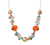 Xalroco Long Necklace/Beaded Statement Necklace/Adjustable Cord and Fabric Necklace with Geometric Metals, Braided Balls, Ceramic, Shell, Lava or Natural Stone Beads/Fashion Jewelry, L, Ceramic, Shell