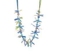 Xalroco Long Necklace/Beaded Statement Necklace/Adjustable Cord and Fabric Necklace with Geometric Metals, Braided Balls, Ceramic, Shell, Lava or Natural Stone Beads/Fashion Jewelry, L, Ceramic, Shell