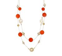 Xalroco Long Necklaces for Women Fashion Shell Beaded Double Layered Sweater Chain