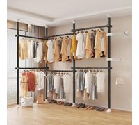 Xalteafe Extendable Walk-in Coat Rack,Telescopic Clothes Rail,Walk-in Wardrobes,Ceiling Coat Rack,Adjustable Height 110-310cm,for Bedroom Livingroom Kitchen Bathroom Apartment Entryway Hall