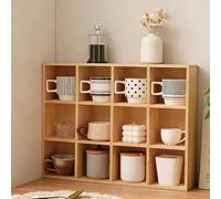 Xalteafe Wall Mounted Wooden Curio Shadow Box Shelf,Grid Vintage Coffee Mug Display Rack,Rustic Shot Glass Display Case,Display Shelf For Collectibles,Save Space,For Teapot Ornament，