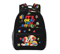 Xalvyriehf Autism Awareness Backpack for Kids - Colorful Puzzle Design Toddler Backpack with Laptop Sleeve, Lightweight School Bookbag for Boys & Girls,Dog