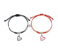 XAM 2pcs Colorful Friendship Bracelets - Creative Adjustable Wax Cord Braided Bracelets with Heart Charms for Daily, Adjustable, Nylon, no gemstone