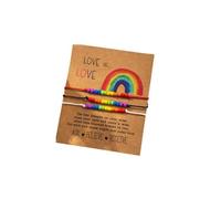 XAM 3pcs Rainbow Bead Friendship Bracelet - Handmade Adjustable Cord Jewelry for Couples and Friends love is love, Adjustable, Stone, no gemstone