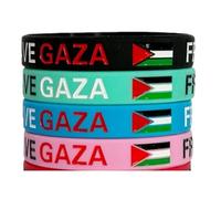 XAM 4-Pack Palestine Flag Silicone Bracelets - Peace Symbol Wristbands for Unity Rallies, Cultural Events or Daily Awareness, Adjustable, Silicone, no gemstone