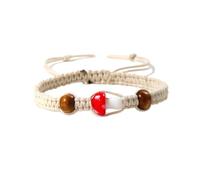 XAM 8mm Woven Adjustable Friendship Bracelet Tiger Eye Stone Colored Mushroom Bohemian Bracelet Gift, Adjustable, Nylon, no gemstone