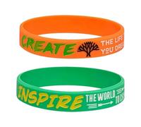 XAM Dream Inspire Create Believe Inspirational Rubber Bracelet Wristband, Adjustable, Rubber, no gemstone