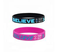 XAM Dream Inspire Create Believe Inspirational Rubber Bracelet Wristband, Adjustable, Rubber, no gemstone