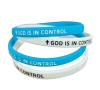 XAM Faith-Based Silicone Wristbands - GOD IS in Control Message Motivational Bracelets, Ideal for Sports and Daily Wear, Adjustable, Resin, no gemstone