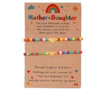 XAM First Day of School Love Heart Beaded Bracelet Love Between Mom & Daughter Colorful Back To School Bracelet With Message Card Anxiety Relief Jewelry, Middle, no gemstone