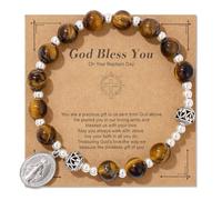 XAM Handmade Colorful Virgin Mary Crystal Beaded Bracelet for Women Inspiration Cross Beaded Bracelet With Message Card for Christian Birthday Easter Christmas Gifts Jewelry, Middle, no gemstone