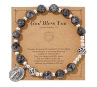 XAM Handmade Colorful Virgin Mary Crystal Beaded Bracelet for Women Inspiration Cross Beaded Bracelet With Message Card for Christian Birthday Easter Christmas Gifts Jewelry, Middle, no gemstone