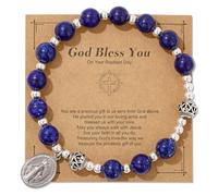XAM Handmade Colorful Virgin Mary Crystal Beaded Bracelet for Women Inspiration Cross Beaded Bracelet With Message Card for Christian Birthday Easter Christmas Gifts Jewelry, Middle, no gemstone