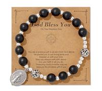 XAM Handmade Colorful Virgin Mary Crystal Beaded Bracelet for Women Inspiration Cross Beaded Bracelet With Message Card for Christian Birthday Easter Christmas Gifts Jewelry, Middle, no gemstone