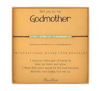 XAM Morse Code Beaded Bracelet Handwoven Adjustable Gold Turquoise Morse Password bracelet Thank You Godmother Sister New Beginning You'll be Missed Secret Message Bracelets, 2in, Nylon, no gemstone