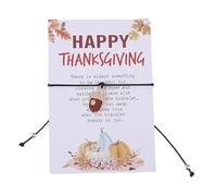 XAM Thanksgiving Wish Bracelet With Cards - Fall Leaf, Turkey, and Pinecone Jewelry for Women, Perfect for Holiday Gifts, Adjustable, Metal, no gemstone