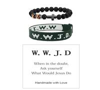 XAM WWJD Braided Rope Beads Bracelet Set for Women Men What Would Jesus Do Handmade Colorful Bracelets Protection Pray Inspirational Religious Christian Bracelet Jewelry, Adjustable, Nylon, no