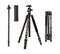 XAMOREST Carbon Fiber Tripod for Camera with 360° Panorama Ball Head, 1/4" Arca QR Plate, Portable Bag, Compact Travel Tripod Monopod for DSLR Video Camcorder (Golden)