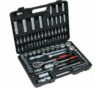 Xample 94pc 1/4" & 1/2" Socket Ratchet Screwdriver Bit Set With Case Garage Repair Tool in Black | Size: 600mm x 1190mm Xample Black 600mm x 1190mm