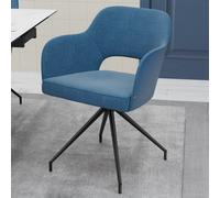 Xample Akante Chicago Blue Swivel Dining Chair Set Of 2 Swivel Return Seat With Fabric Upholstery, Pu Sides & Metal Frame