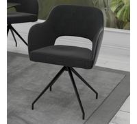 Xample Akante Chicago Charcoal Swivel Dining Chair Set Of 2 Swivel Return Seat With Fabric Upholstery, Pu Sides & Metal Frame