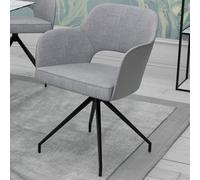 Xample Akante Chicago Grey Swivel Dining Chair Set Of 2 Swivel Return Seat With Fabric Upholstery, Pu Sides & Metal Frame