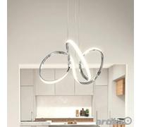 Xample Artika Swirl Led Pendant Light Chrome Finish, 1700 Lumens, 3000K Warm White, Dimmable, Integrated Led, Adjustable Height