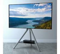 Xample Avf Hoxton Tripod Tv Stand For Tvs Up To 70" (40Kg) - Grey Wood Legs, Adjustable Height & Tilt, Glass Shelf, Cable Management