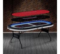 Xample Barrington 10-Player Folding Poker Table With Led Lights, Cushioned Armrests, Steel Cup Holders & 3-In-1 Gaming Surface