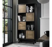 Xample Bentley Designs Camden Display Cabinet Weathered Oak Peppercorn Wood Storage Unit 4 Shelves 4 Cupboards Furniture