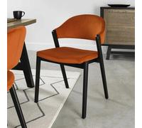Xample Bentley Designs Camden Rust Velvet Dining Chairs 2 Pack Cushioned Upholstered Seat Solid Beech Legs Modern Kitchen & Dining