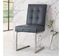 Xample Bentley Designs Tivoli Black Faux Leather Dining Chairs 2 Pack Cantilever Nickel Frame Modern Kitchen Dining Seating