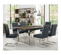 Xample Bentley Designs Tivoli Dark Oak Extending Dining Table Set 6 Black Cantilever Chairs Seats 6 To 8 Dining Furniture