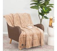 Xample Berkshire Luxe Faux Fur Heated Throw In Beige, 127 X 152 Cm, 4 Heat Settings, Dual Uk/eu Plug, Reversible, 4-Hour Auto-Off