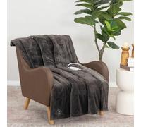 Xample Berkshire Luxe Faux Fur Heated Throw In Grey, 127 X 152 Cm, 4 Heat Settings, Dual Uk/eu Plug, Reversible, 4-Hour Auto-Off