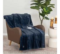 Xample Berkshire Luxe Faux Fur Heated Throw In Navy, 127 X 152 Cm, 4 Heat Settings, Dual Uk/eu Plug, Reversible, 4-Hour Auto-Off