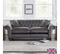 Xample Bordeaux Button Back Grey Velvet 2 Seater Sofa Tufted Design With Foam Cushions, Solid Wood Legs & Accent Pillows