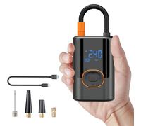 Tyre Inflator Air Compressor, Cordless Portable Electric Bike Pump 150 PSI for Compact Car, with Digital Tire Pressure Gauge, LED Light, Tyre Pump for Car, Bike, Motorbike, Ball
